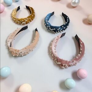 Elegant Pearl-Studded Kids Headband Set